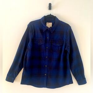 Tilley Plaid Navy/Black Soft Flannel Women’s M Button Shirt